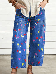 Women's Valentine's Day Heart Art Print Casual  Trousers With Pockets