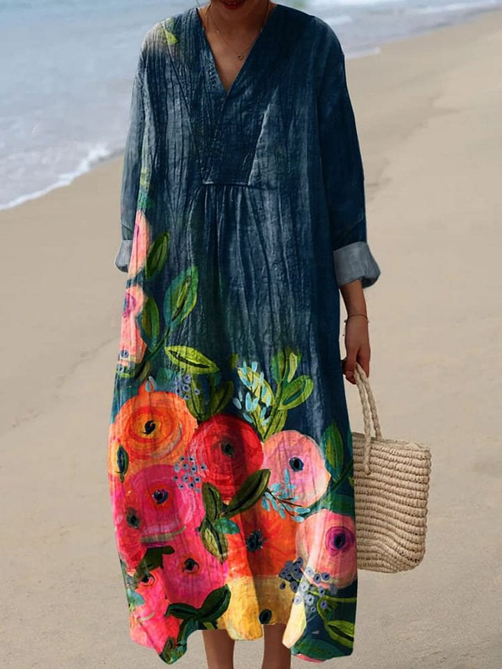 Women's Flower Art Print Casual Dress