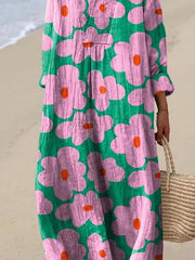 Women's Lovely Floral Art Print Flowy Dress