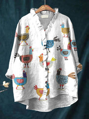 Women's Funny Chick Art Print Casual 100% Cotton Wide Leg Jumpsuit
