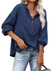 Loose V-neck Long-sleeved Sweatshirt Women's Sports Hooded Jacket
