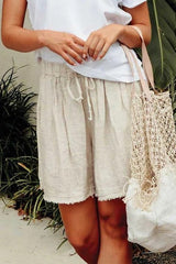 Casual Solid Color with Pockets Sashes Shorts