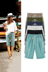 Plain with Pockets Sashes Holiday Loose Shorts (9 Colors)