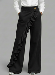 Women's single ruffled jeans